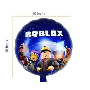 Rblx Blue Color Birthday Balloon 18" – Double Sided  & Easy Inflate Quick Ship